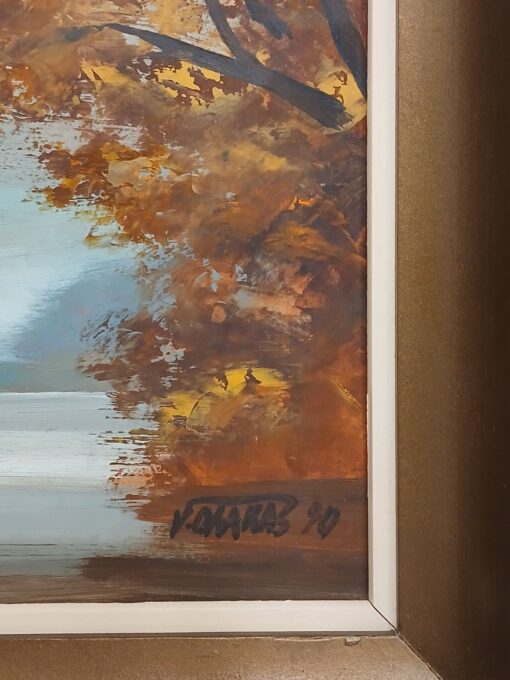 Valdur Ohakas "Järvevaade" pruunides toonides, õlimaal 1990 - Image 3