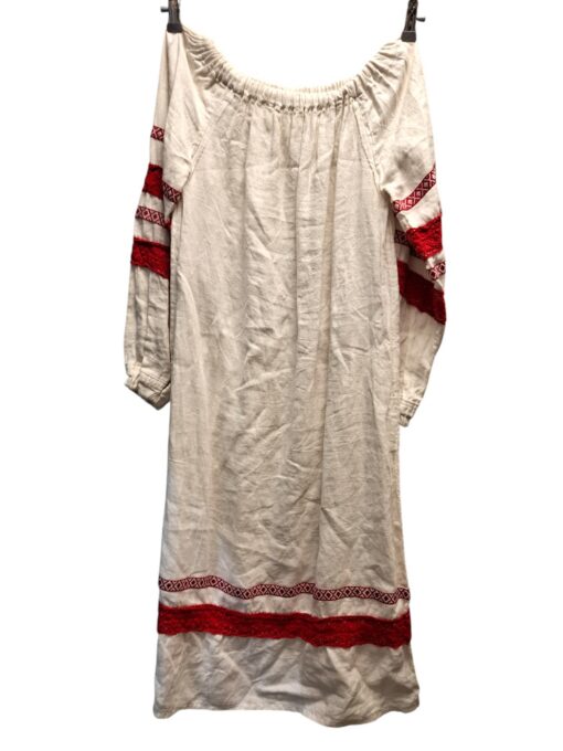 Rahvusmotiivides valge linane kleit(M/L)