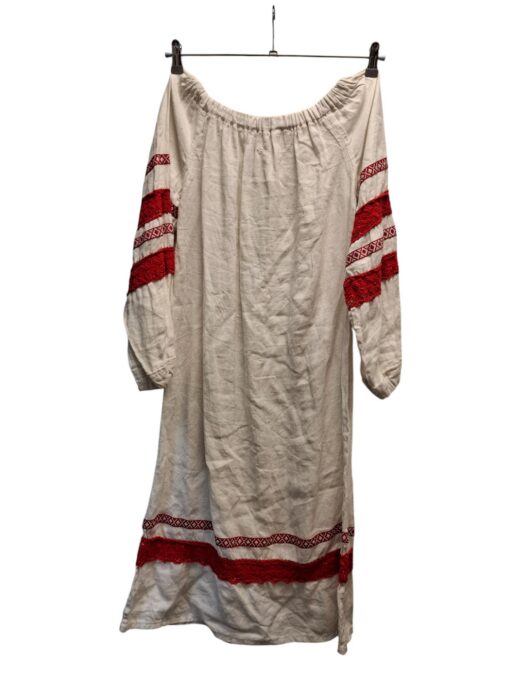 Rahvusmotiivides valge linane kleit(M/L) - Image 4