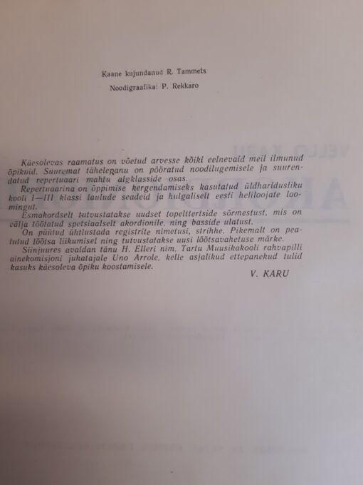"Akordioniõpik" Vello Karu - Image 2