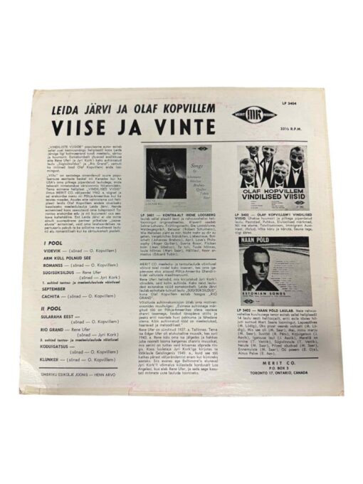 Vinüülplaat "Viise ja vinte" L. Järvi, O.Kopvillem - Image 3
