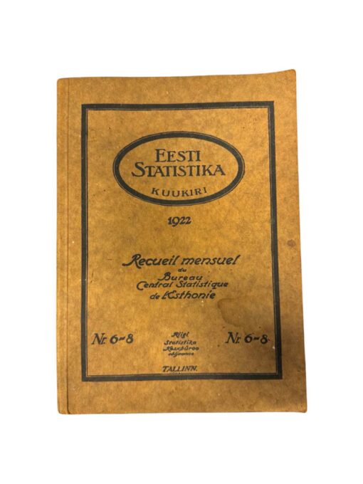 "Eesti statistika. Kuukiri. 1922a. Nr. 6-8"