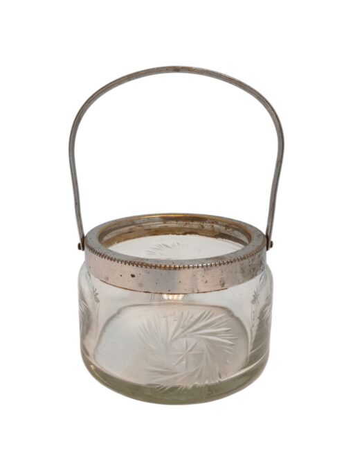 Vintage metalläärega klaasist kauss - Image 2