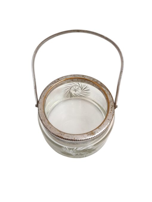 Vintage metalläärega klaasist kauss - Image 4