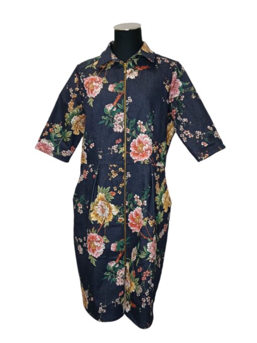Denim Dream tumesinine lilleline teksakleit (XXL)